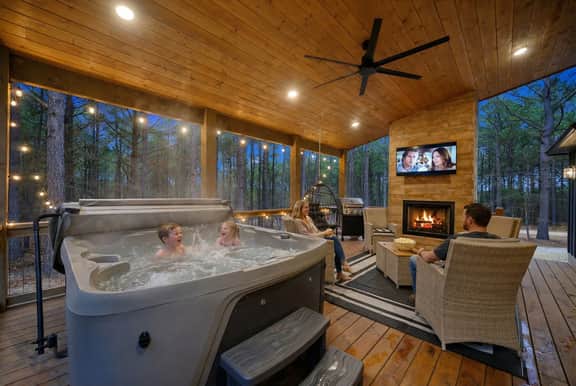 Hot Tub, Firepit, Arcade, Playset & Outdoor Lounge